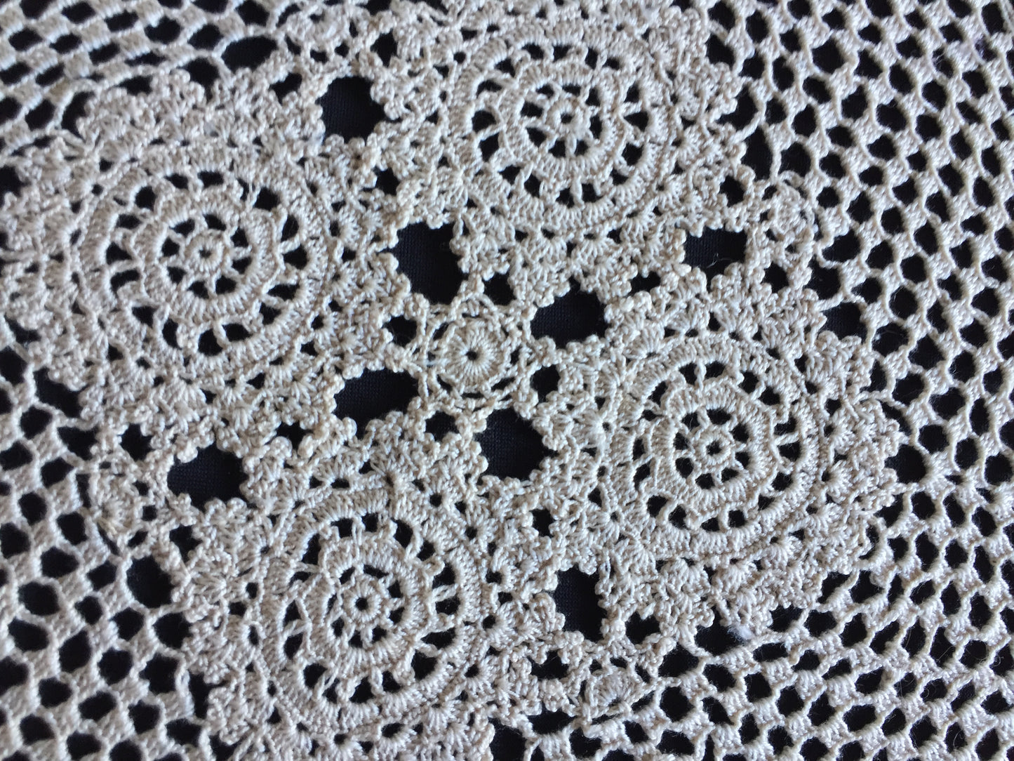 1980s Vintage Handmade Ecru Crochet Lace Doily