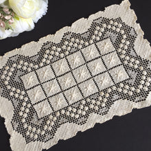 Load image into Gallery viewer, Edwardian Vintage MONDANO Filet Lace Beige Cotton Rectangular Placemat Doily