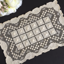 Load image into Gallery viewer, Edwardian Vintage MONDANO Filet Lace Beige Cotton Rectangular Placemat Doily