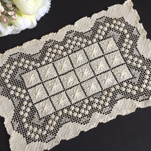 Load image into Gallery viewer, Edwardian Vintage MONDANO Filet Lace Beige Cotton Rectangular Placemat Doily