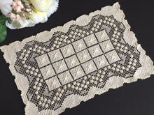 Load image into Gallery viewer, Edwardian Vintage MONDANO Filet Lace Beige Cotton Rectangular Placemat Doily