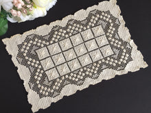 Load image into Gallery viewer, Edwardian Vintage MONDANO Filet Lace Beige Cotton Rectangular Placemat Doily