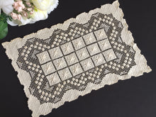 Load image into Gallery viewer, Edwardian Vintage MONDANO Filet Lace Beige Cotton Rectangular Placemat Doily