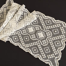 Load image into Gallery viewer, Vintage MONDANO Filet Lace White Cotton Table Runner