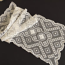 Load image into Gallery viewer, Vintage MONDANO Filet Lace White Cotton Table Runner