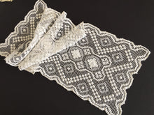 Load image into Gallery viewer, Vintage MONDANO Filet Lace White Cotton Table Runner