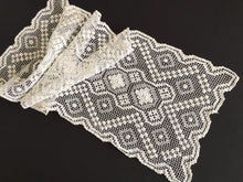 Load image into Gallery viewer, Vintage MONDANO Filet Lace White Cotton Table Runner