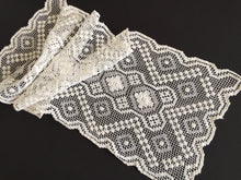 Load image into Gallery viewer, Vintage MONDANO Filet Lace White Cotton Table Runner