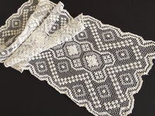 Load image into Gallery viewer, Vintage MONDANO Filet Lace White Cotton Table Runner