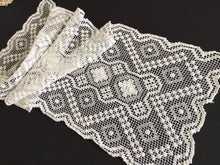Load image into Gallery viewer, Vintage MONDANO Filet Lace White Cotton Table Runner