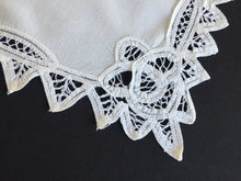 Load image into Gallery viewer, Handmade Vintage White Cotton Placemat/Tray Cloth Doily with Battenburg Lace
