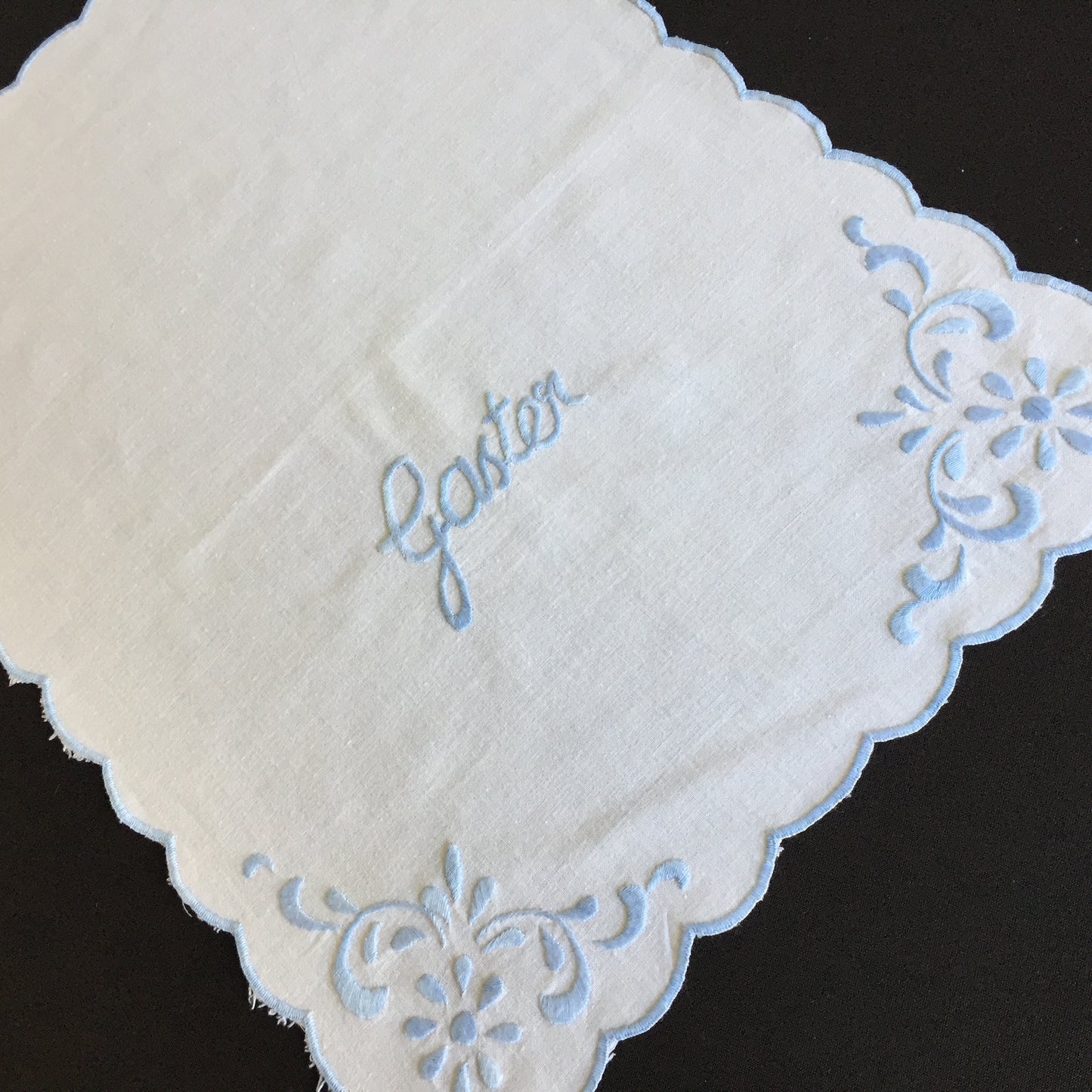 Edwardian Antique Hand Embroidered Oblong Doily