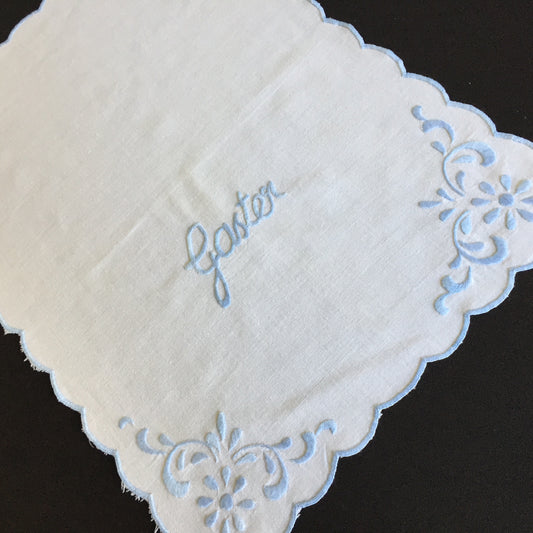 Edwardian Antique Hand Embroidered Oblong Doily