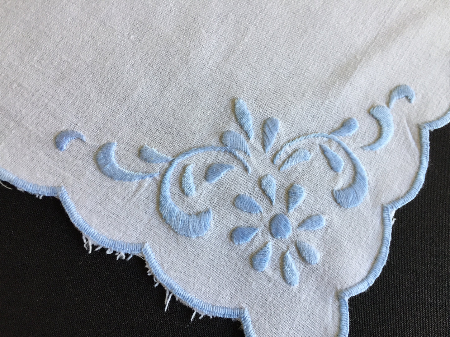 Edwardian Antique Hand Embroidered Oblong Doily