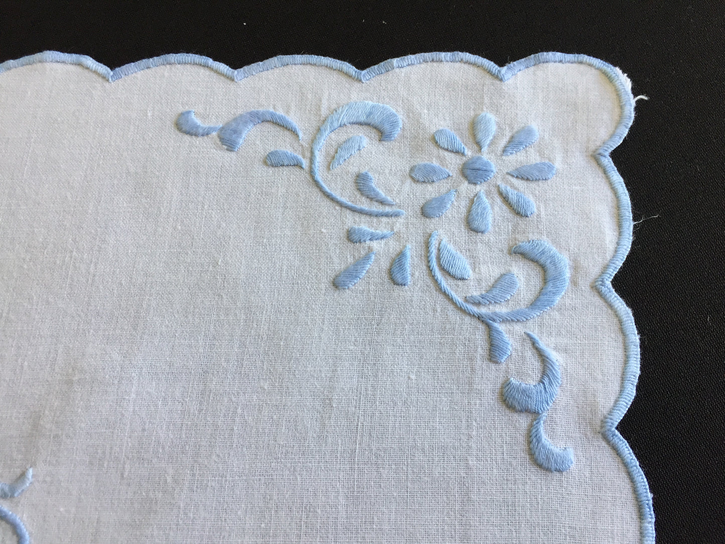 Edwardian Antique Hand Embroidered Oblong Doily