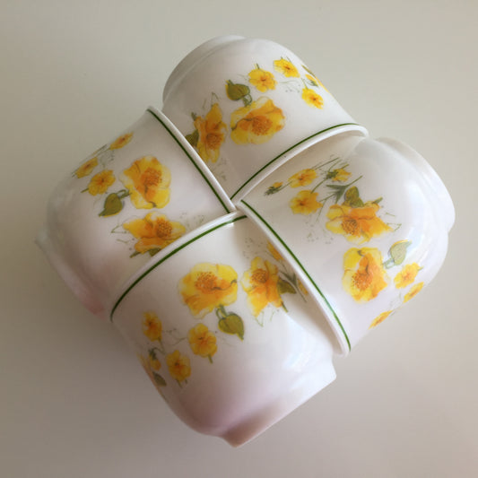Vintage Arcopal France Floral Teacup and Saucer Duos for Four People