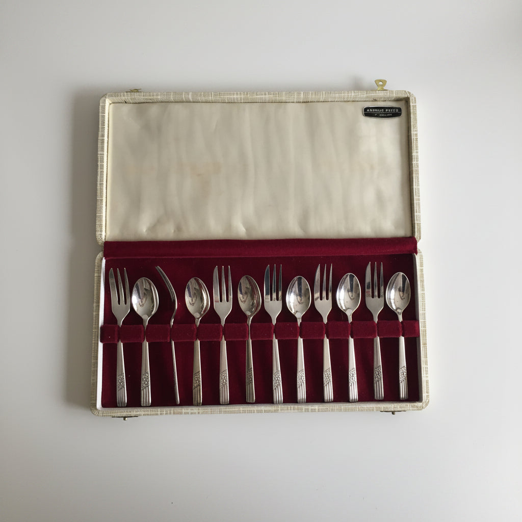Vintage Arthur Price 12 Pce Silver-Plated Dessert Cutlery Set