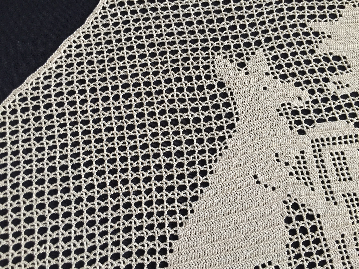 Rare 1910s Mary Card Filet Crochet Lace Panel: Australian Coat of Arms