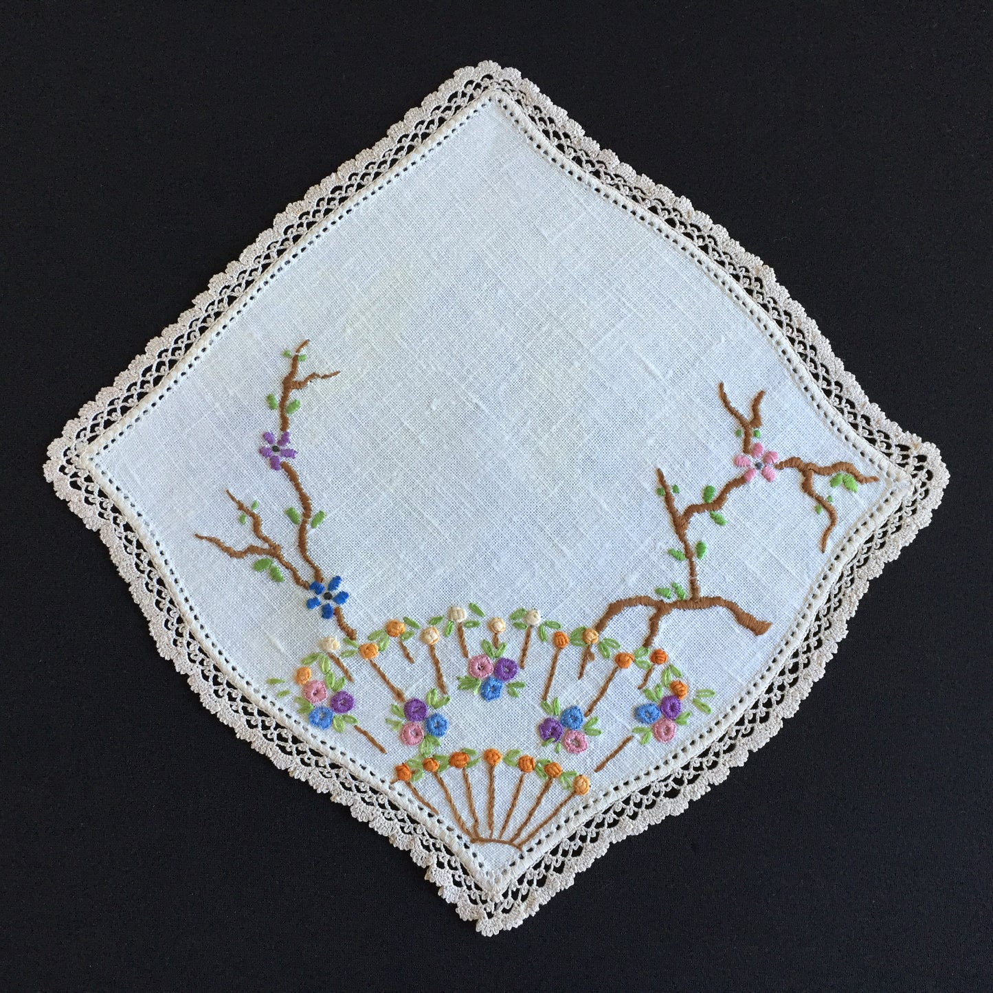 Australian Vintage Hand Embroidered Linen Doily