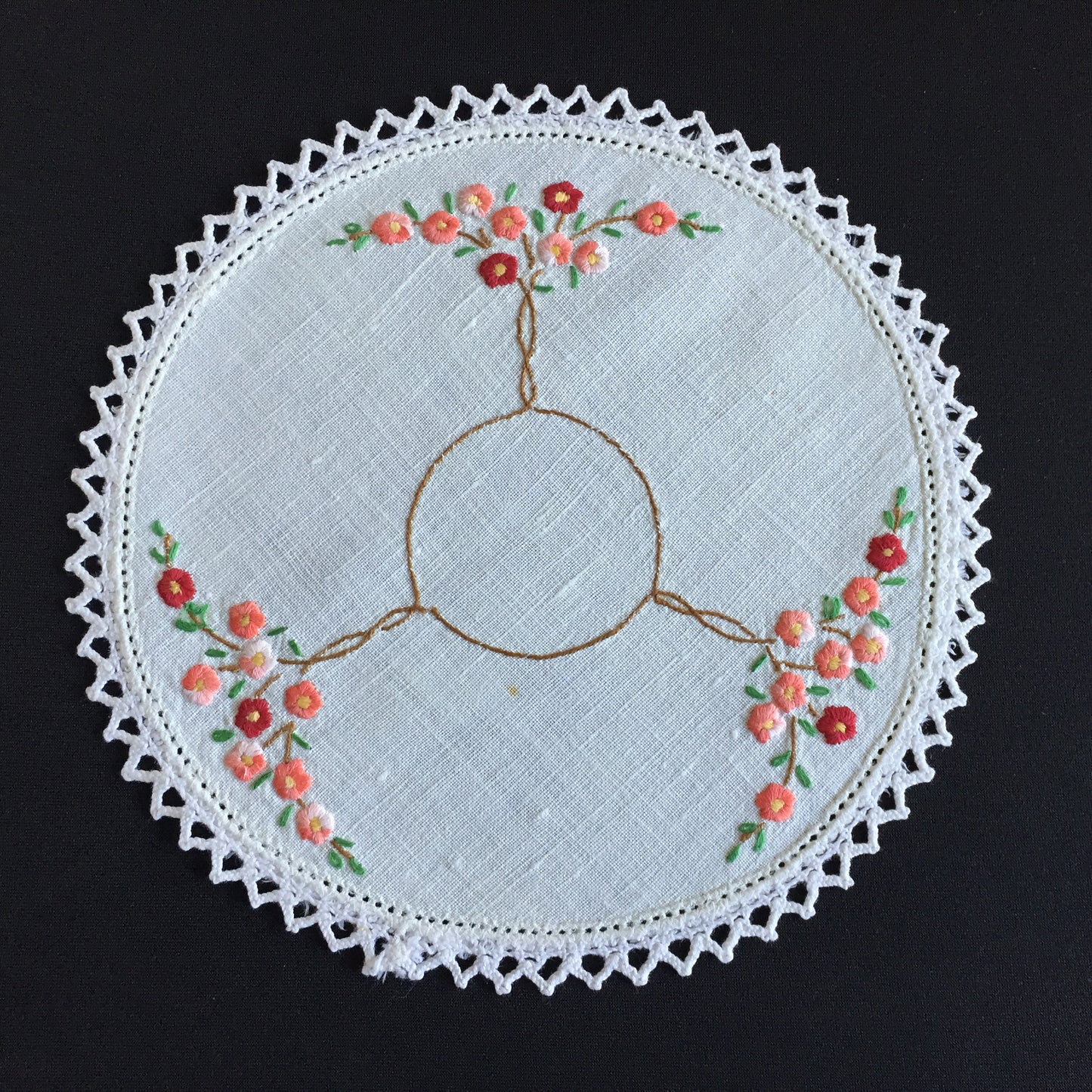 Australian Vintage Hand Embroidered Linen Doily