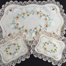 Load image into Gallery viewer, Australian Vintage Hand Embroidered Duchess | Dressing Table Doily Set of 3