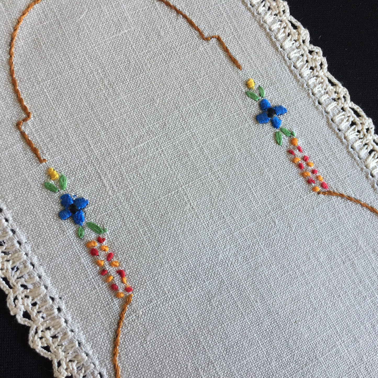 Australian Vintage Hand Embroidered Sandwich Doily | Crinoline Lady Pattern
