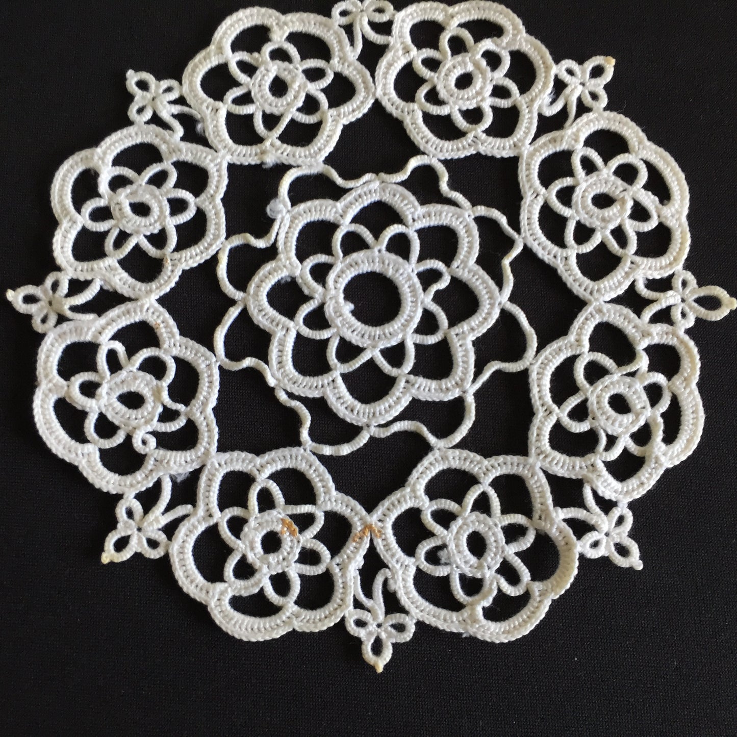 Small Handmade Never Used Vintage Tatted Off-White Cotton Lace Doily