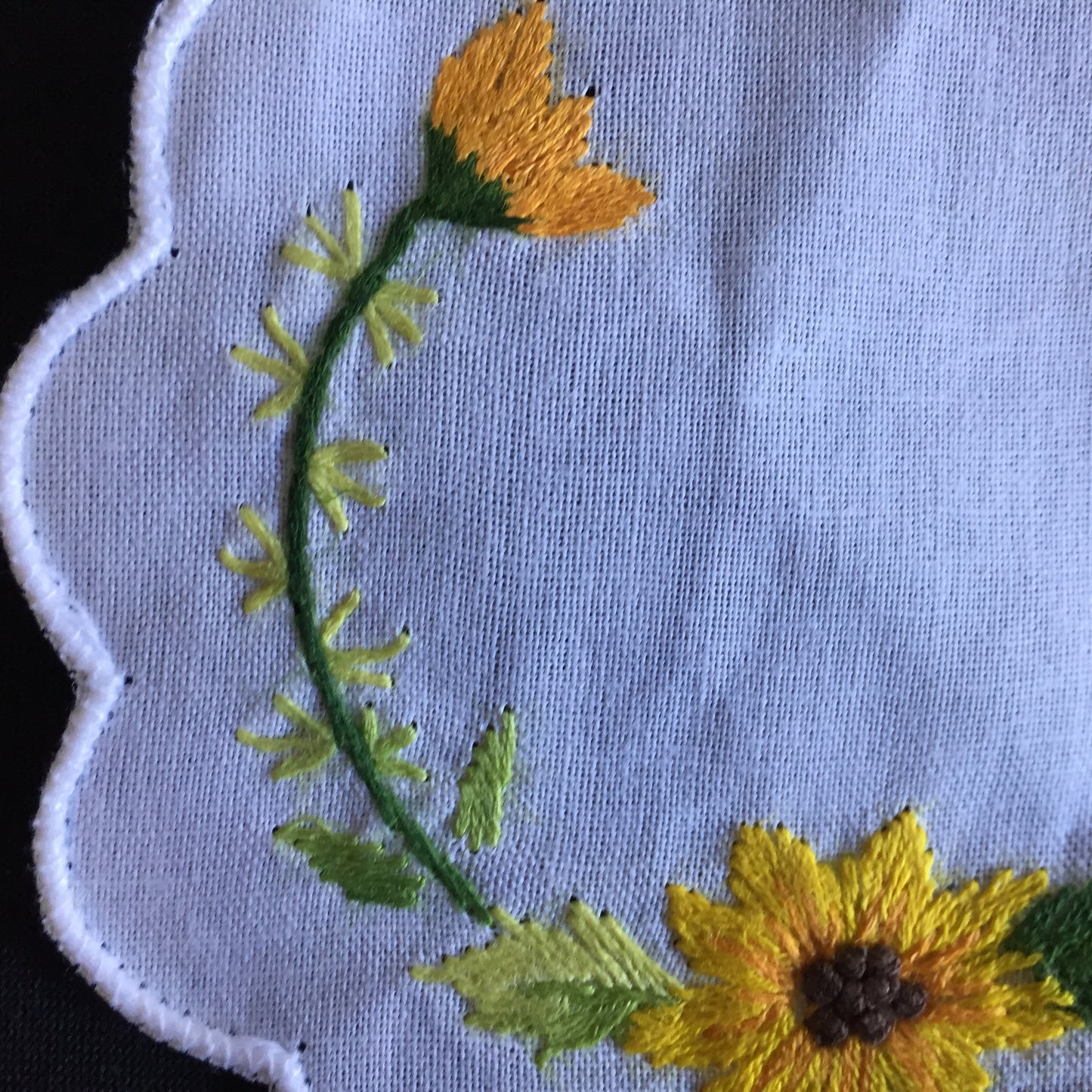 Unused Vintage Set of 6 Hand Embroidered Cotton Drink Coaster Doilies 10cm | 4"