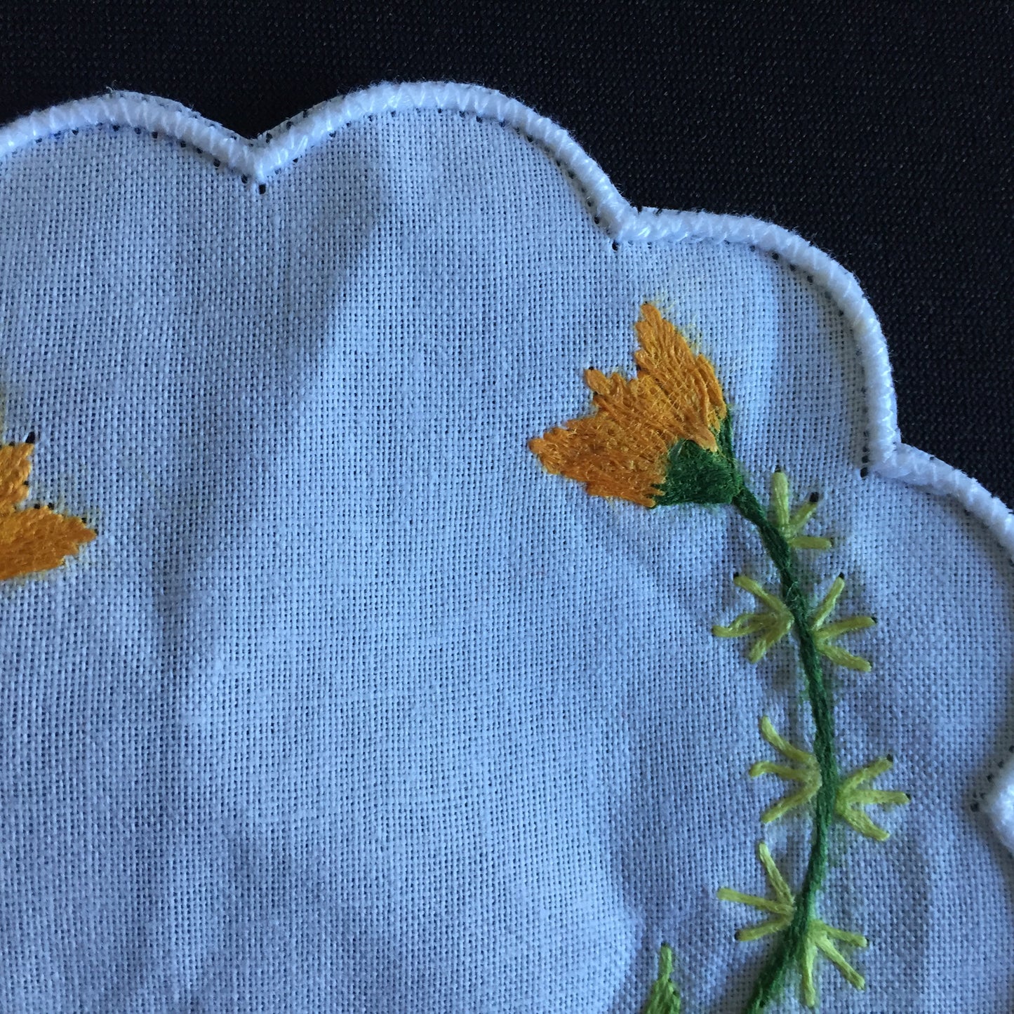 Unused Vintage Set of 6 Hand Embroidered Cotton Drink Coaster Doilies 10cm | 4"