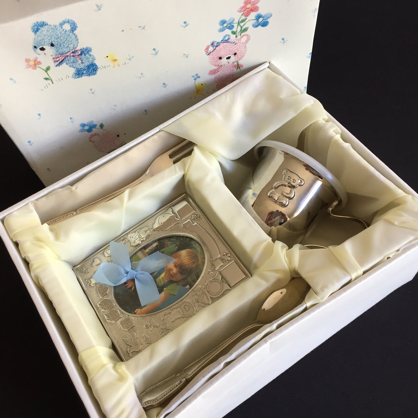Silver Plated Baby Keepsake Gift Set Unused 1970-90s Vintage in Original Box