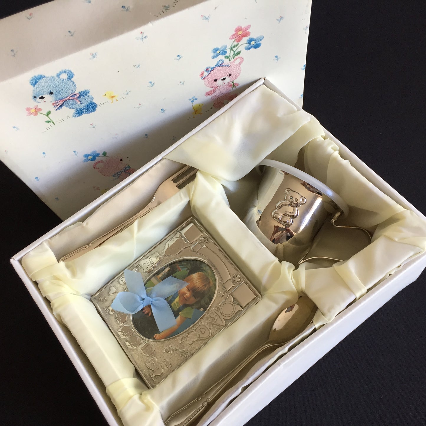 Silver Plated Baby Keepsake Gift Set Unused 1970-90s Vintage in Original Box