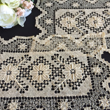 Load image into Gallery viewer, Pair of Edwardian Vintage MONDANO Filet Lace Beige Cotton Placemat Doilies