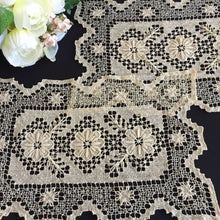 Load image into Gallery viewer, Pair of Edwardian Vintage MONDANO Filet Lace Beige Cotton Placemat Doilies