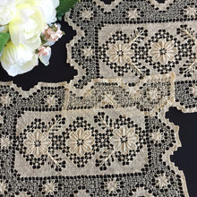 Load image into Gallery viewer, Pair of Edwardian Vintage MONDANO Filet Lace Beige Cotton Placemat Doilies