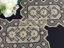 Load image into Gallery viewer, Pair of Edwardian Vintage MONDANO Filet Lace Beige Cotton Placemat Doilies