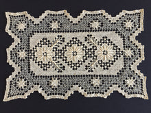 Load image into Gallery viewer, Pair of Edwardian Vintage MONDANO Filet Lace Beige Cotton Placemat Doilies