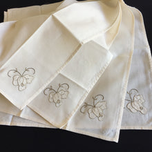 Load image into Gallery viewer, A Vintage Set of 4 Hand Embroidered Floral Beige Reusable Napkins