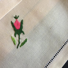 Load image into Gallery viewer, A Vintage Set of 8 Hand Embroidered Floral Beige Linen Reusable Napkins