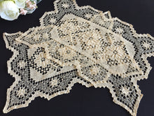 Load image into Gallery viewer, Pair of Edwardian Vintage MONDANO Filet Lace Beige Cotton Placemat Doilies