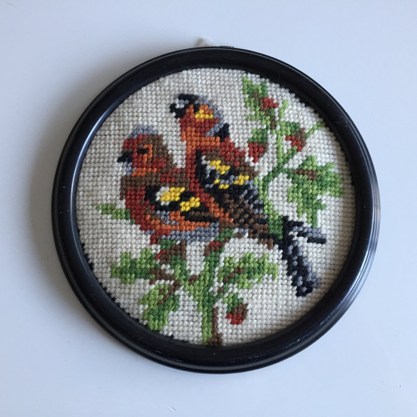 Framed Vintage Tapestry Picture | Needlepoint | Gobelin | Goldfinch Birds