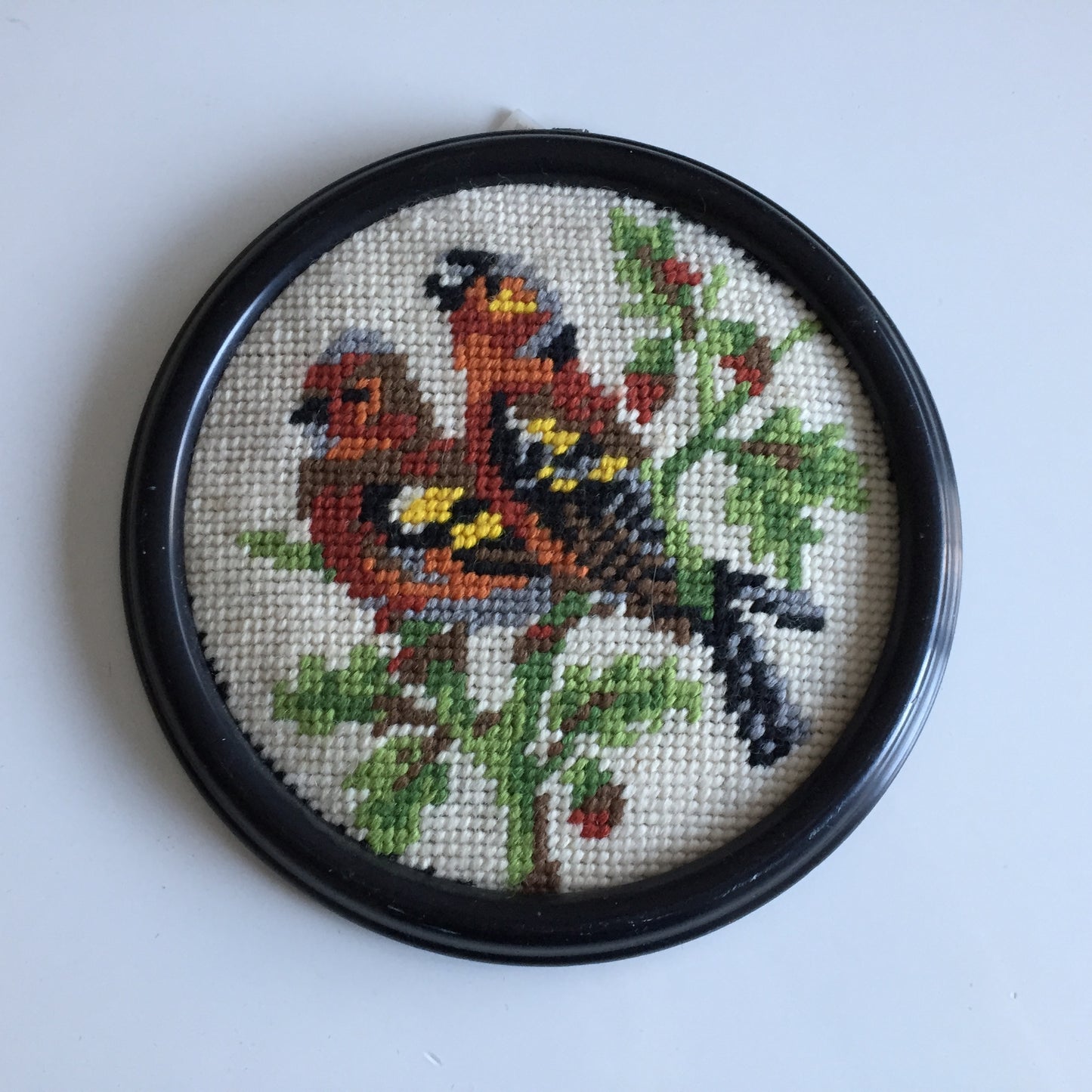 Framed Vintage Tapestry Picture | Needlepoint | Gobelin | Goldfinch Birds