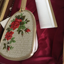 Load image into Gallery viewer, Rondis Red Roses 3 Pce Vanity Set: Mirror, Comb &amp; Brush Unused Vintage