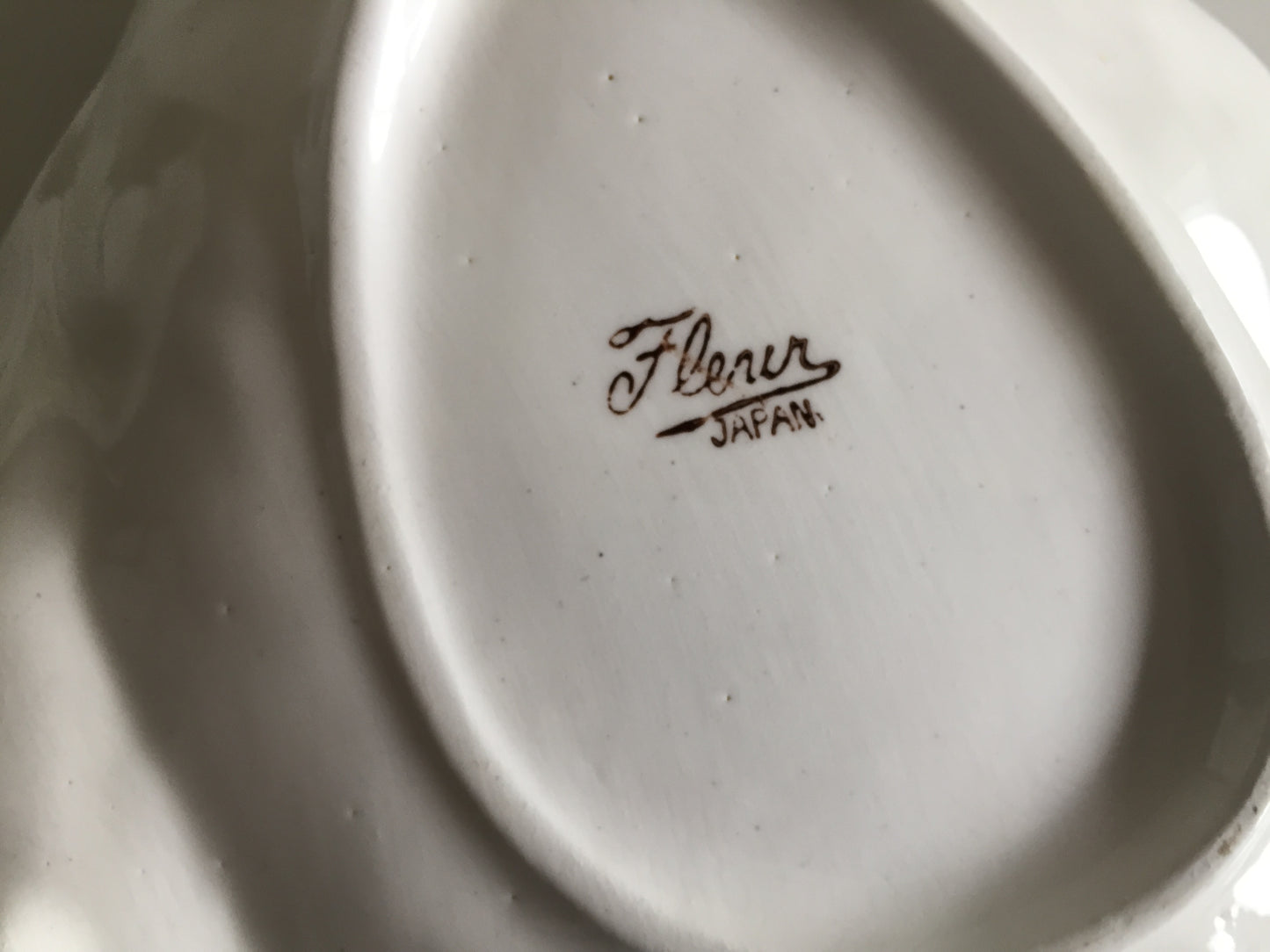 Embossed Ceramic Leaf Shaped Serving Dish Japanese Art Deco Vintage