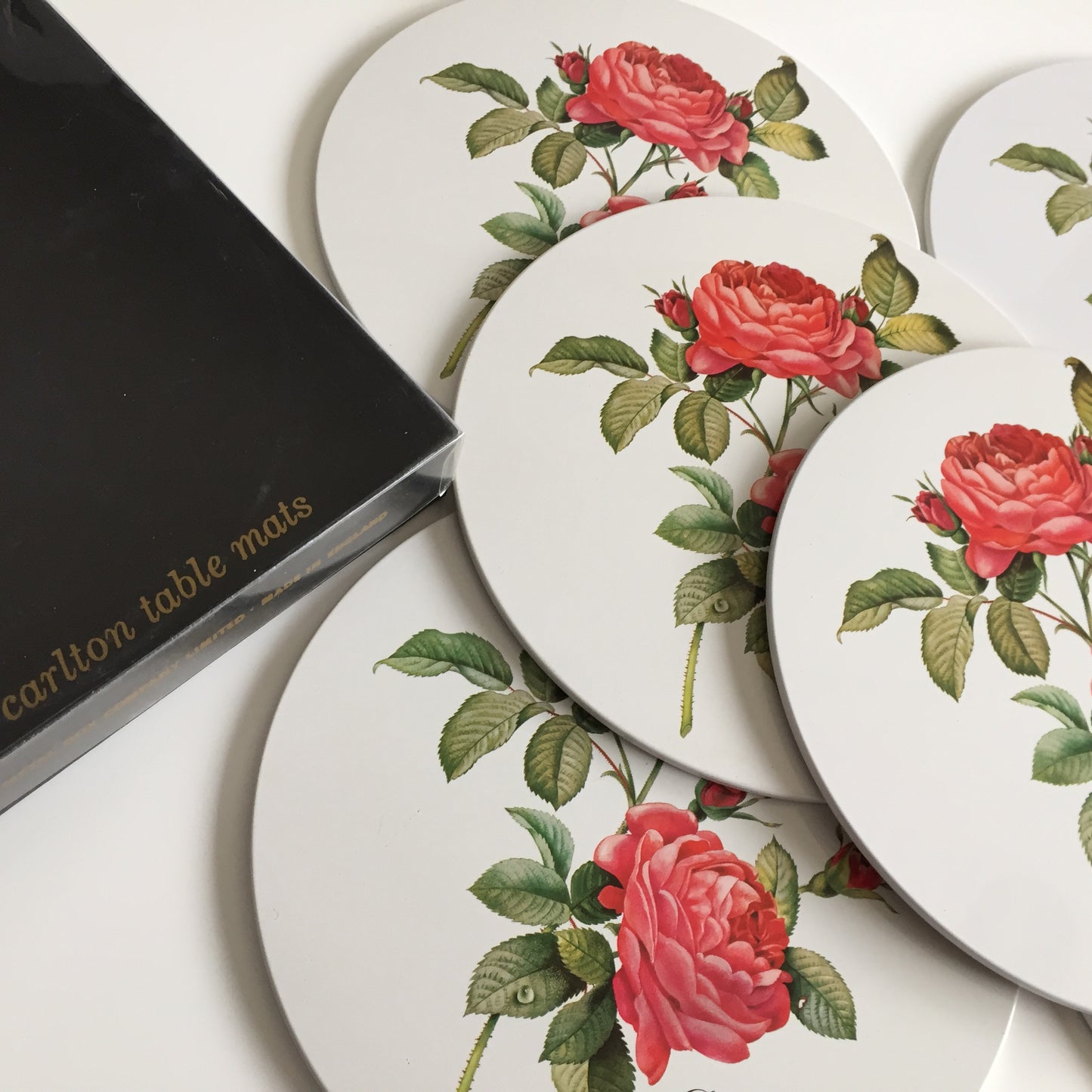 Worcester Ware Placemats & Drink Coasters Set of 12 | Rosa Gallica Pontiana