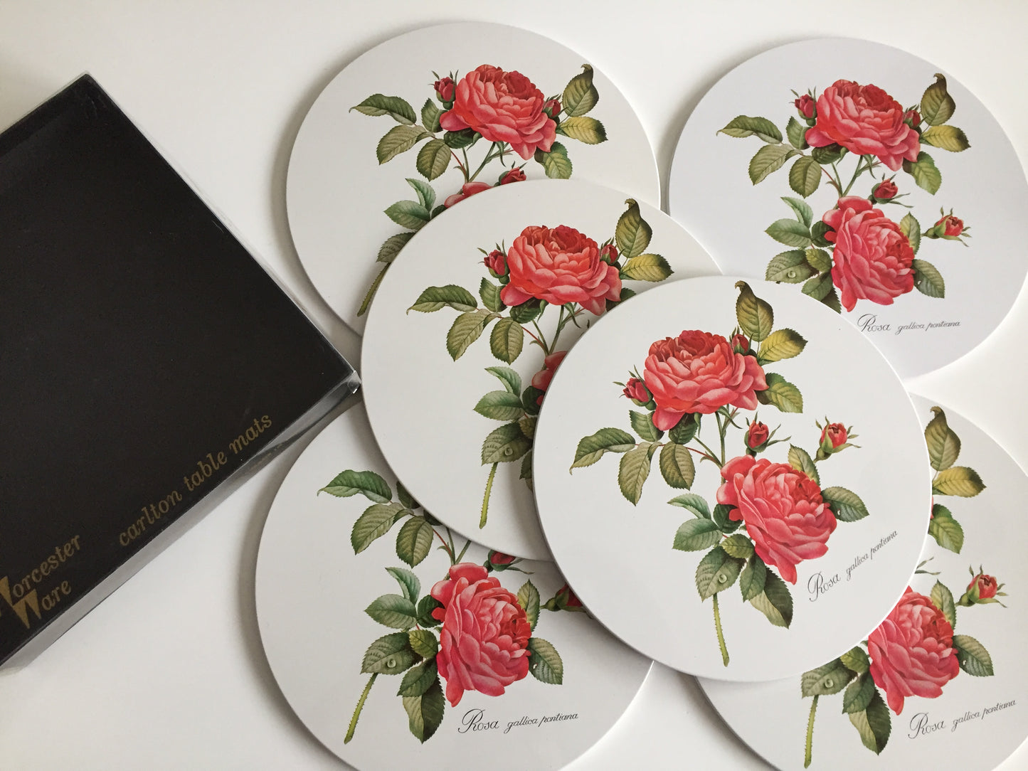 Worcester Ware Placemats & Drink Coasters Set of 12 | Rosa Gallica Pontiana