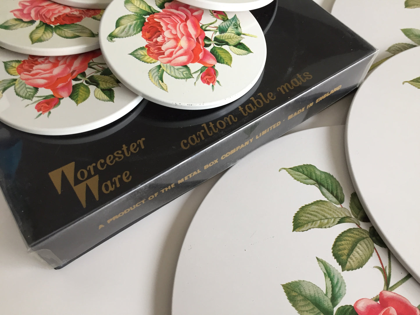 Worcester Ware Placemats & Drink Coasters Set of 12 | Rosa Gallica Pontiana