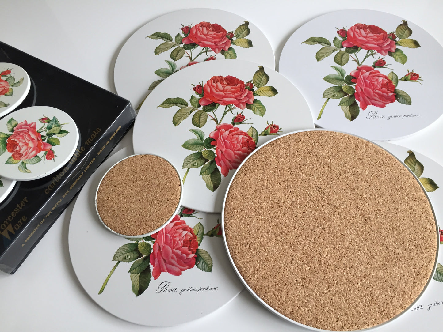 Worcester Ware Placemats & Drink Coasters Set of 12 | Rosa Gallica Pontiana