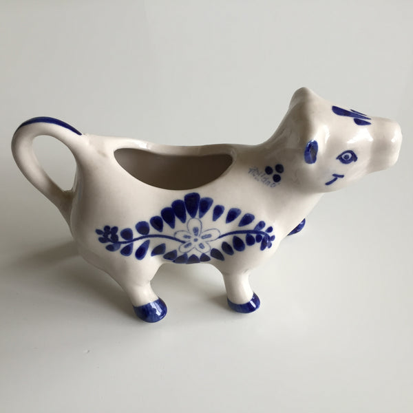 Dutch Vintage Delft Blue Happy Cow Creamer | Milk Jug