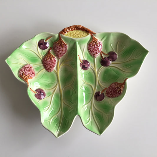 Art Deco Vintage Embossed Ceramic Leaf Shaped Serving Dish  Made in England