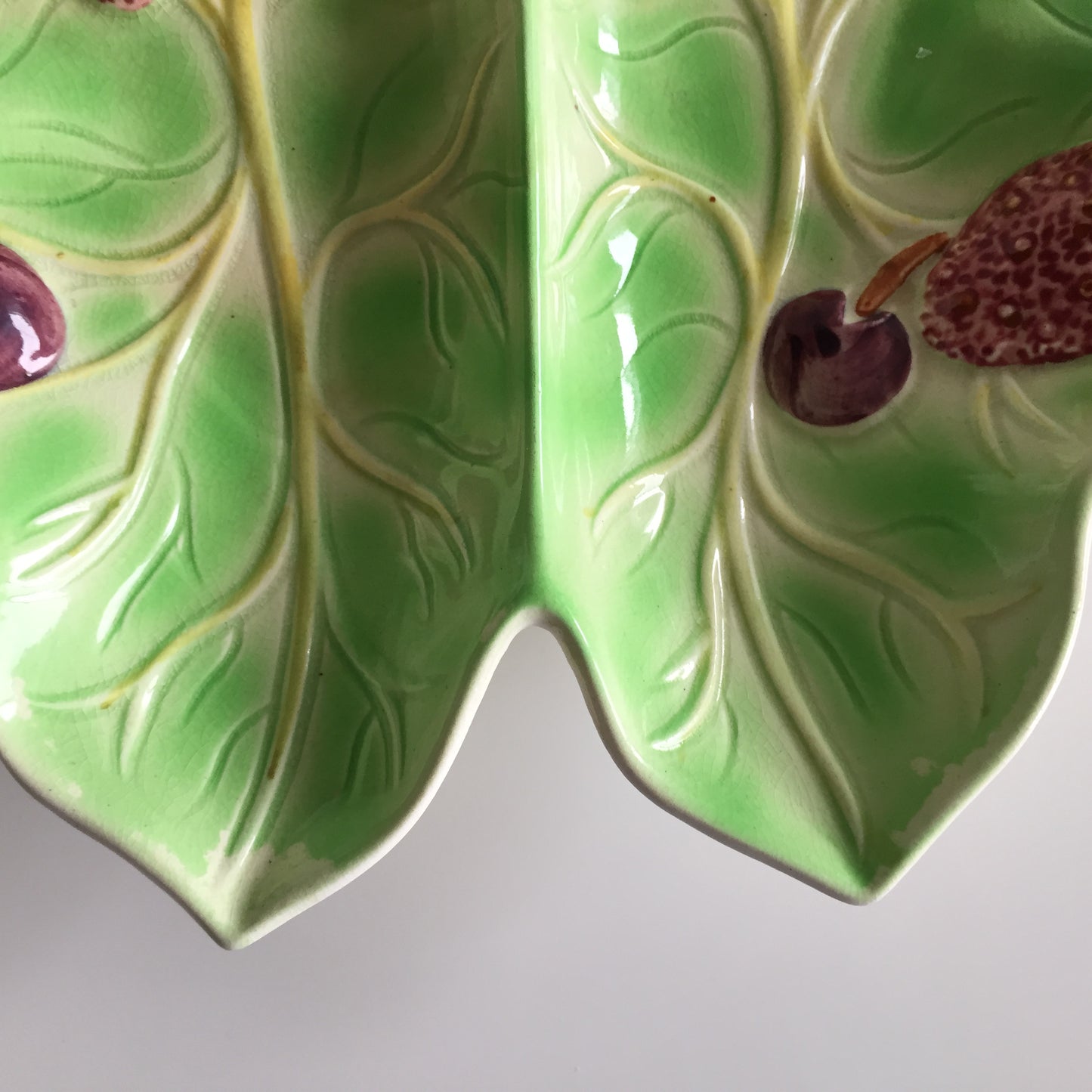 Art Deco Vintage Embossed Ceramic Leaf Shaped Serving Dish  Made in England